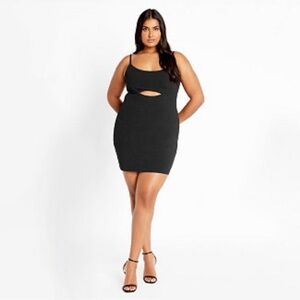 City Chic Black Mini Dress with Front Cutout